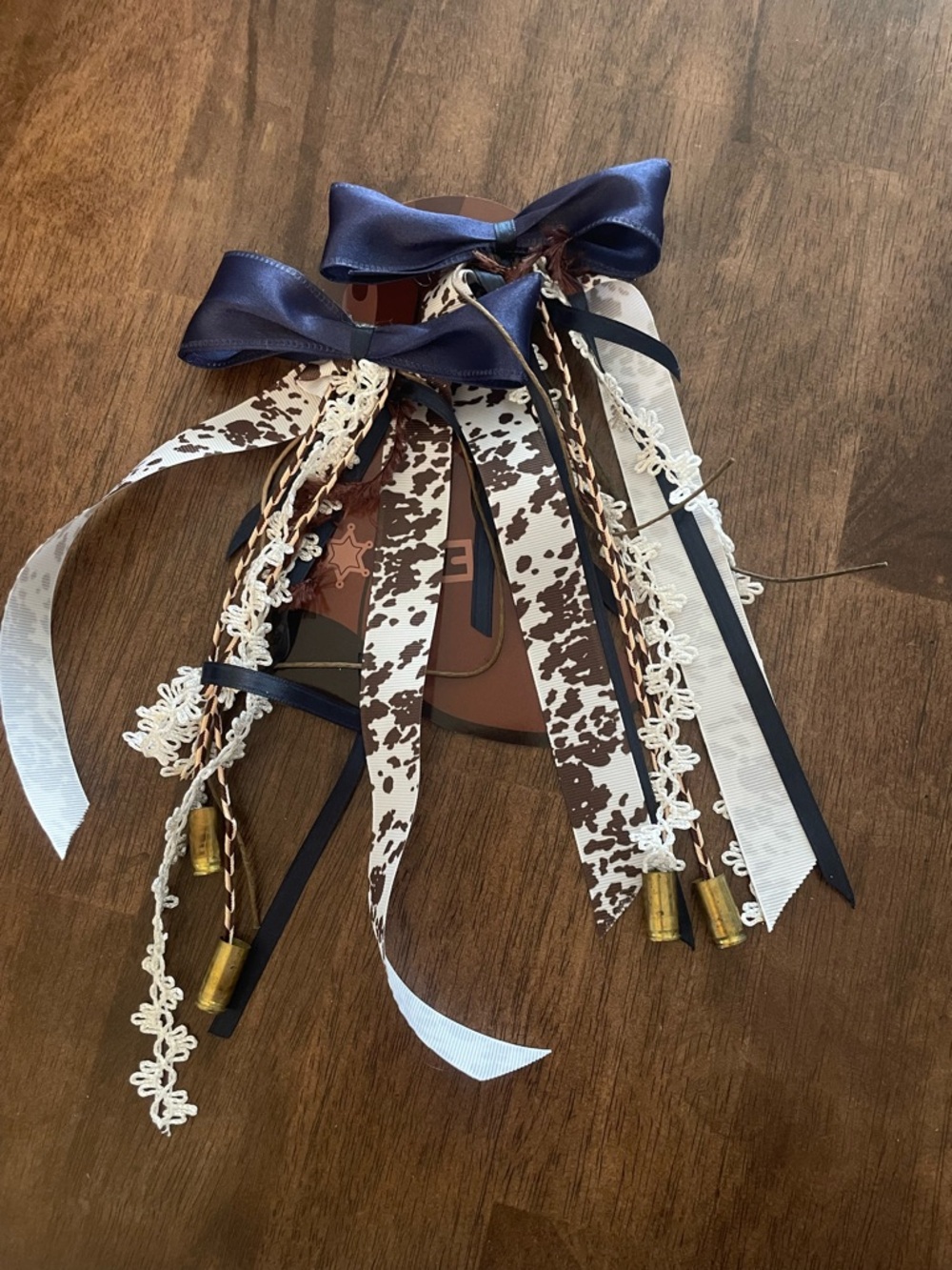 Tracy's Brown and White Ribbon Boot Charms